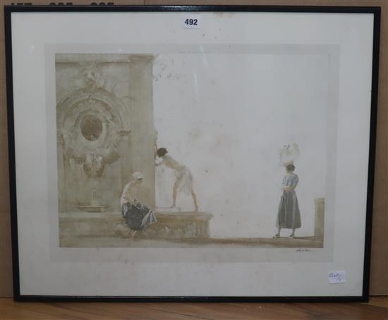 William Russell Flint, limited edition print, The Fountain, 42 x 53cm